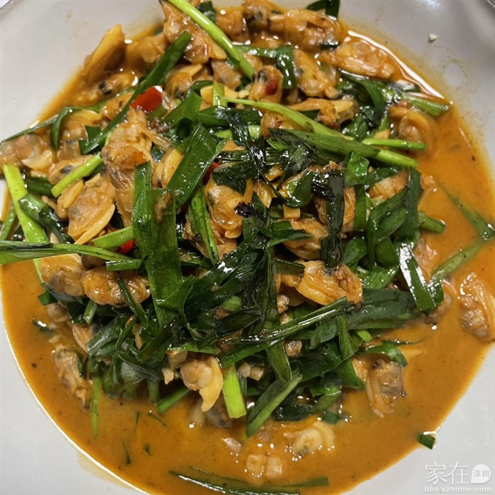 韭菜炒花甲肉，推荐山姆的冷冻花甲肉，量大无沙方便