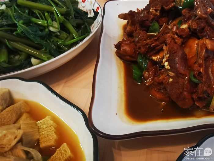 炒牛肉，冻豆腐，空心菜