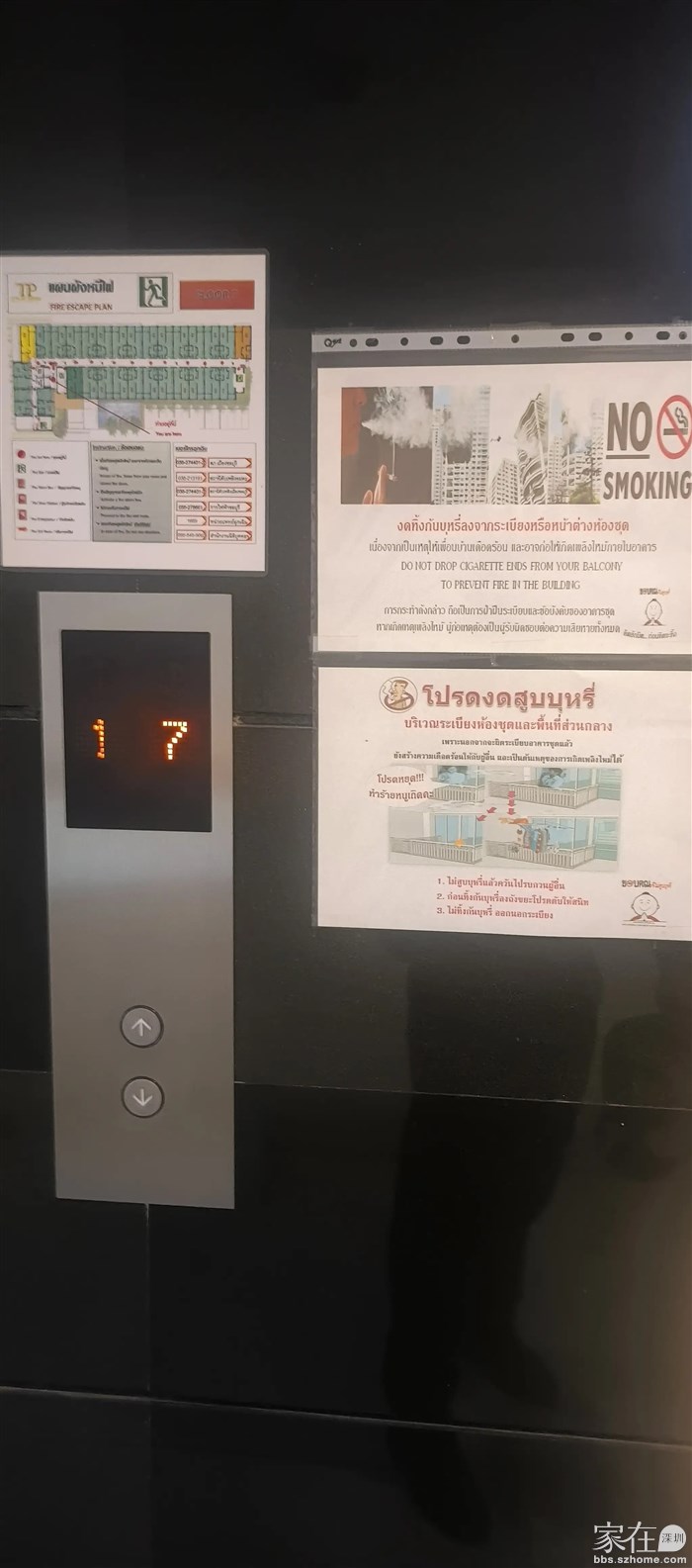 电梯处的禁烟提示