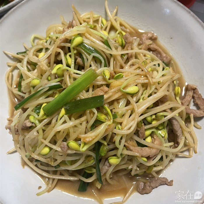 黄豆芽炒肉丝，强迫症患者，豆芽必须掐脚
