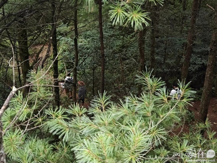 有人选择从修建索道的路徒步下山